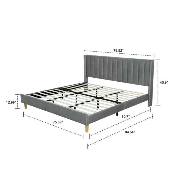 Eriksay Low Profile Upholstered Platform Bed with Winback Headboard - Image 3