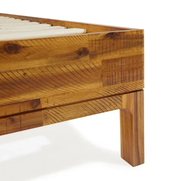 Vivian Solid Wood Platform Bed with Headboard, Rustic Bed Frame - Image 3