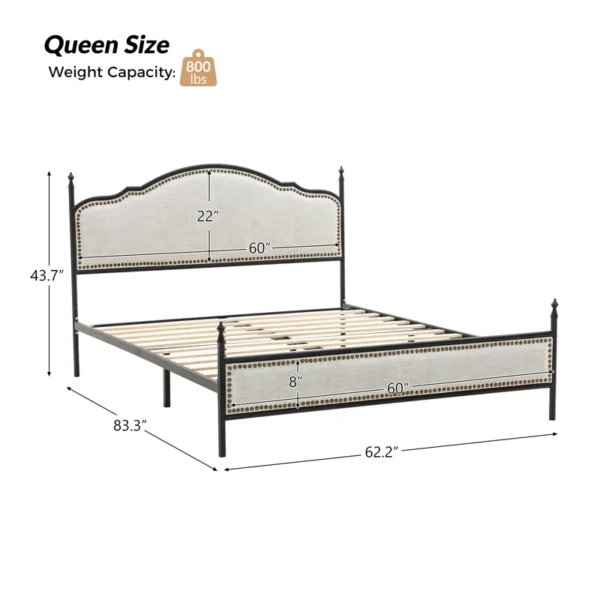 Alaja Upholstered Platform Metal Four Poster Bed - Image 3