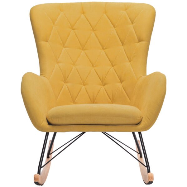 Thick Padded Seat Linen Armchair for Nursery Leisure Relax - Yellow - Image 3