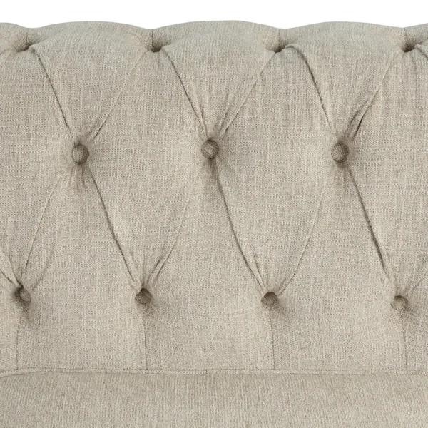 Morden Fort Linen Chesterfield Sofa with Button Tufted, Nailhead and Solid Wood Legs for Living Room - Beige - Image 3