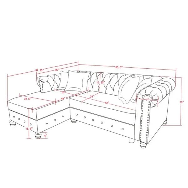 Morden Fort Chesterfield Sofa Living Room Furniture Couches Linen - Beige - Image 3