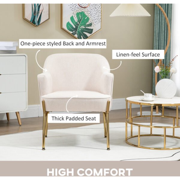 Armchair with Gold Metal Legs - Image 6
