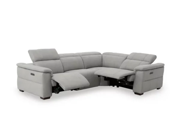Fabric Double Power Recliner Corner Sofa with Power Headrests - Image 4