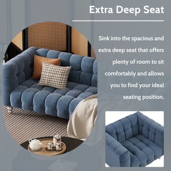 Modern 3-piece sofa set with solid wood legs, buttoned tufted backrest, Dutch fleece upholstered sofa set - Image 4