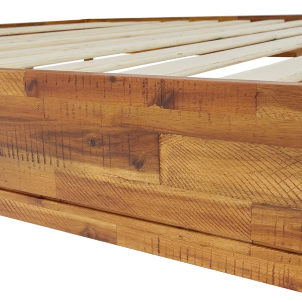 Vivian Solid Wood Platform Bed with Headboard, Rustic Bed Frame - Image 4