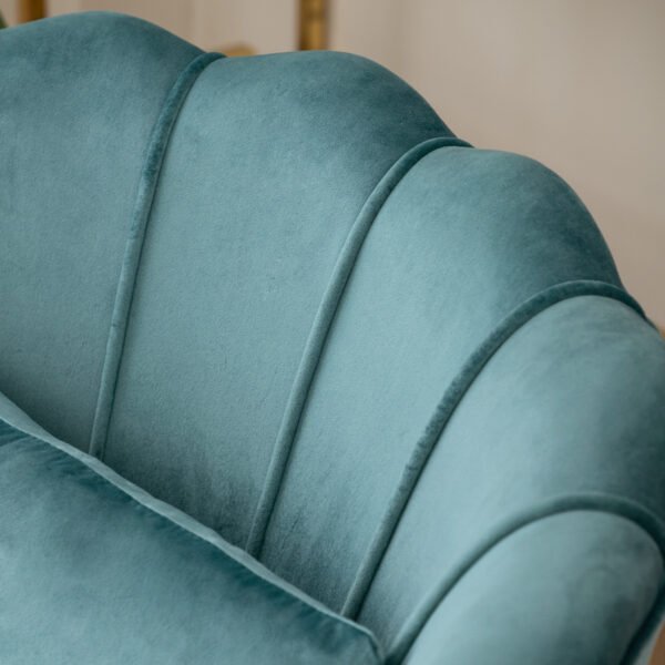Large Velvet Lotus-like Armchair - Light Blue - Image 5