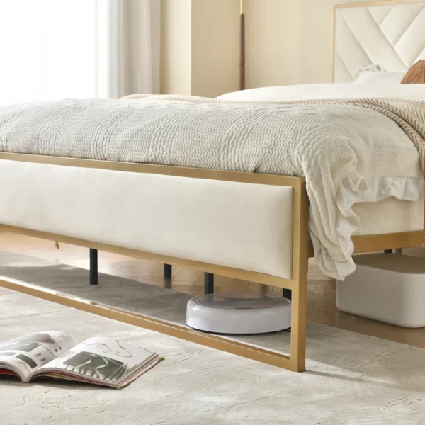 Sheila Upholstered Platform Bed with Velvet Tufted Headboard - Image 4
