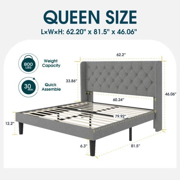 Walace Upholstered Wingback Bed - Image 4