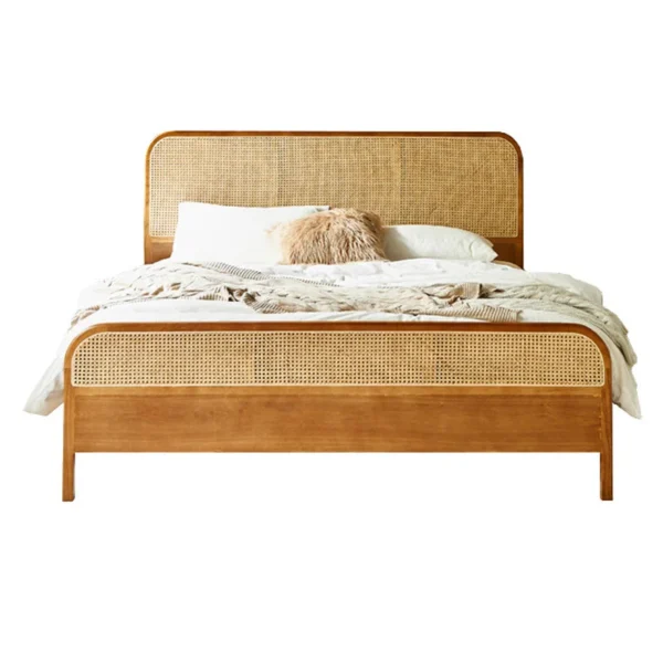 Tropical Rattan Style Bed in Brown with Headboard and Footboard - Image 4