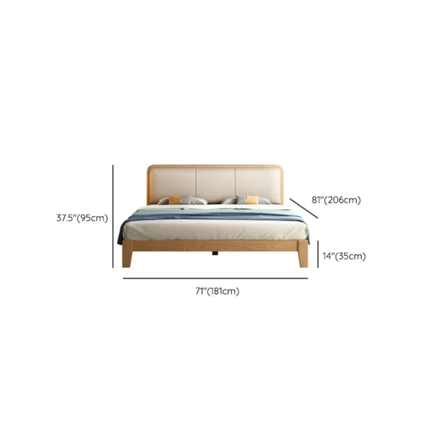 Scandinavian Ash Panel Bed Natural Upholstered Bed Frame with Mattress - Image 6