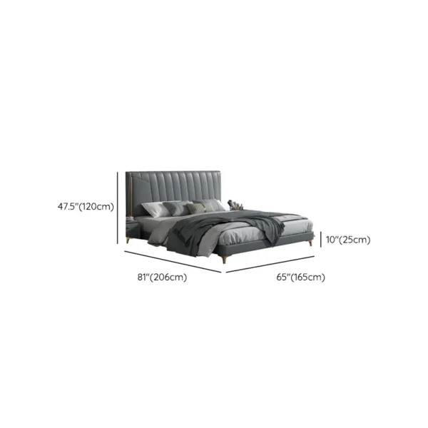 Modern Panel Bed Foam Gray Standard Bed with Upholstered Headboard - Image 6