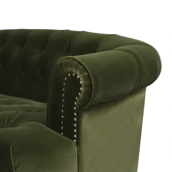 La Rosa Mid-Century Modern Velvet Upholstered Chesterfield Tufted Sofa - Olive Green Performance Velvet - Image 4