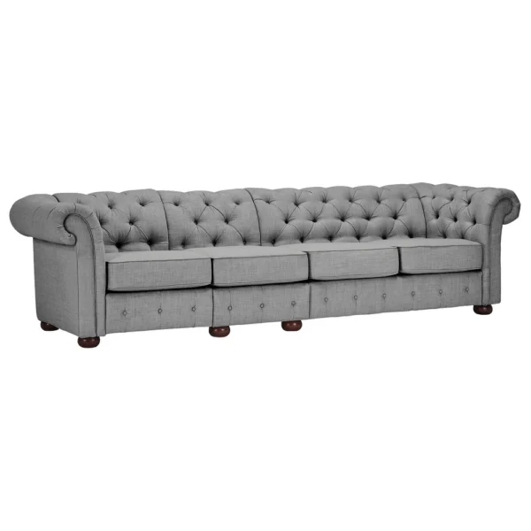 Knightsbridge Light-grey Extra Long Chesterfield Sofa Artisan - 4 Seat Sofa - Grey Velvet - Image 5