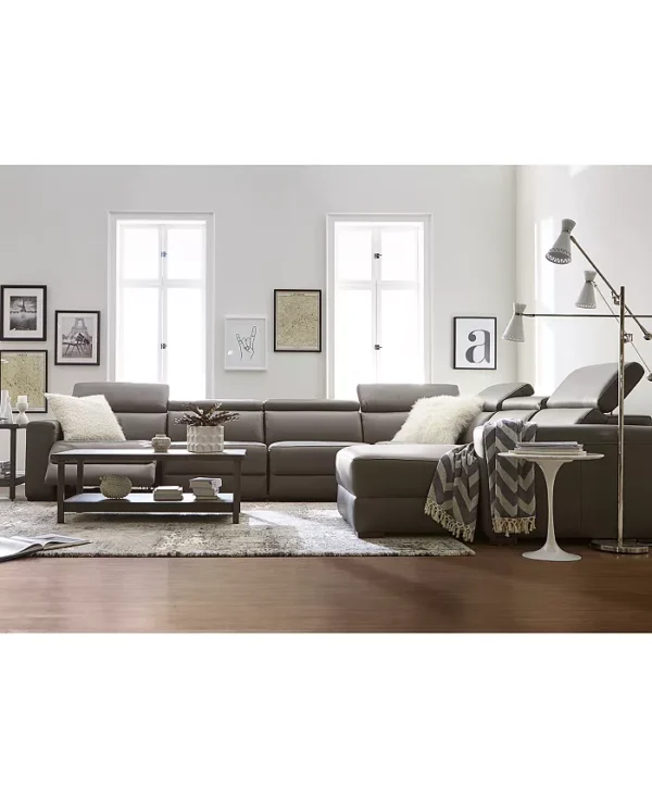 Leather Sectional Sofa with Chaise, 2 Power Recliners and Articulating Headrests - Image 5