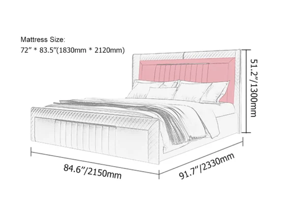 Modern Upholstered Cal King Bed Platform Bed Frame with Wingback Headboard - Image 5