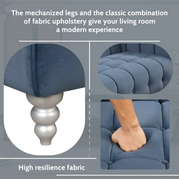 Modern 3-piece sofa set with solid wood legs, buttoned tufted backrest, Dutch fleece upholstered sofa set - Image 5