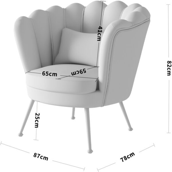 Large Velvet Lotus-like Armchair - Light Blue - Image 3