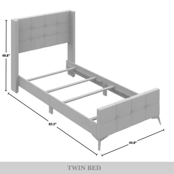 CraftPorch Luxurious Square Button-Tufted Wingback Velvet Upholstered Bed - Image 5