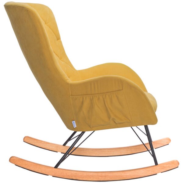 Thick Padded Seat Linen Armchair for Nursery Leisure Relax - Yellow - Image 5