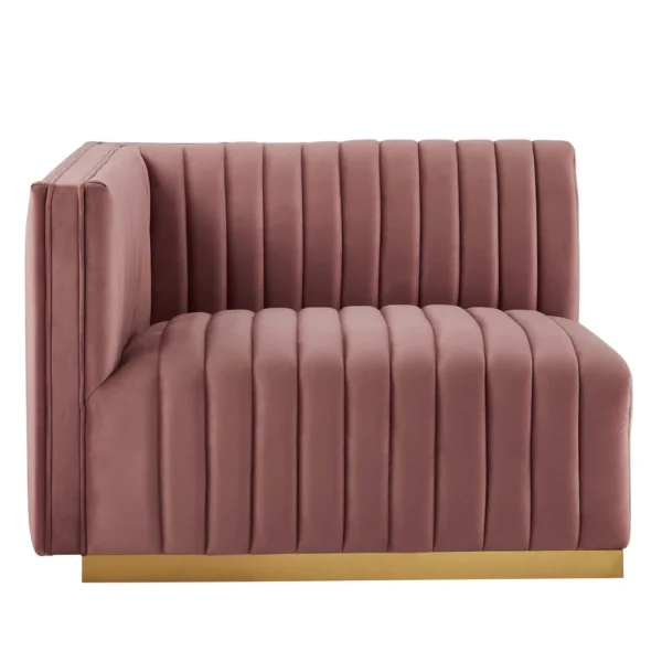 Conjure Channel Tufted Performance Velvet 4-Piece Sectional - Gold Dusty Rose - Image 5