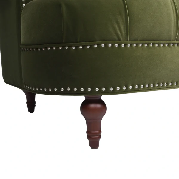 La Rosa Mid-Century Modern Velvet Upholstered Chesterfield Tufted Sofa - Olive Green Performance Velvet - Image 5