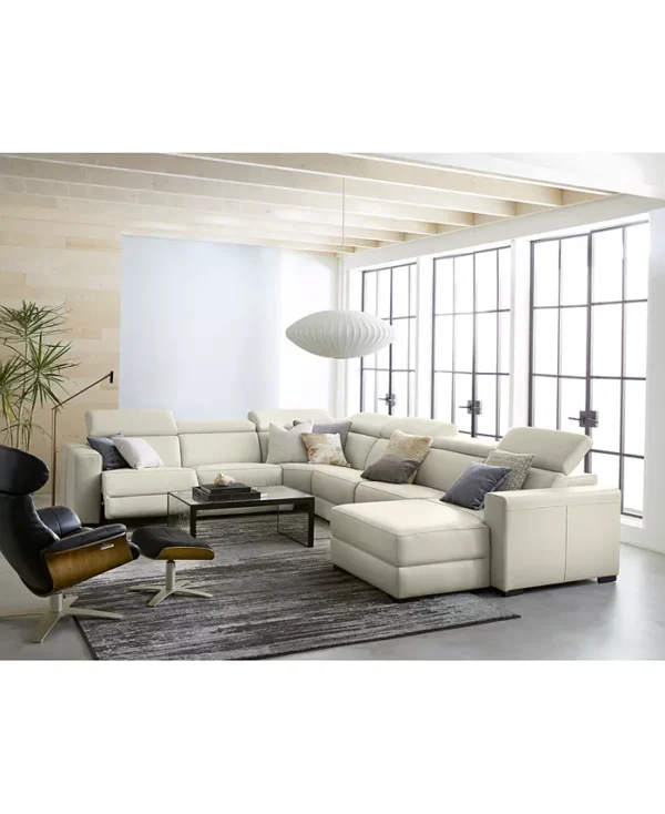 Leather Sectional Sofa with Chaise, 2 Power Recliners and Articulating Headrests - Image 6