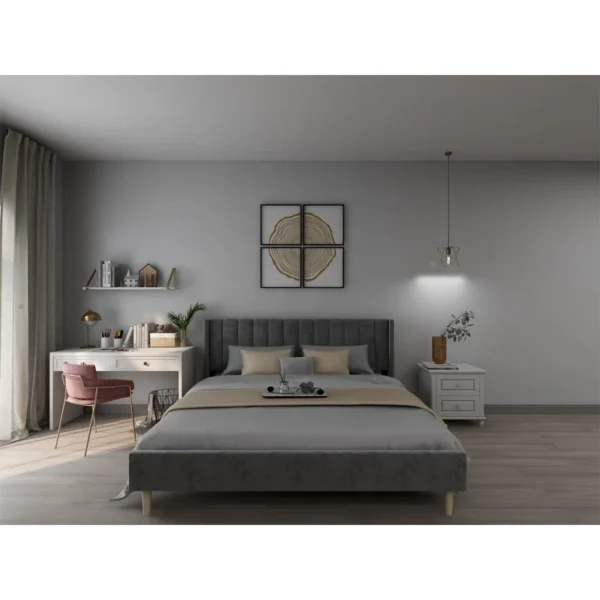 Eriksay Low Profile Upholstered Platform Bed with Winback Headboard - Image 6