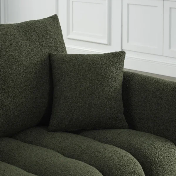 Premium teddy velvet oversized cushioned 3-seater sofa - Green - Image 6
