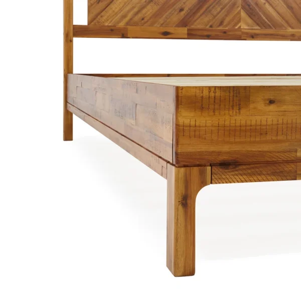 Vivian Solid Wood Platform Bed with Headboard, Rustic Bed Frame - Image 6