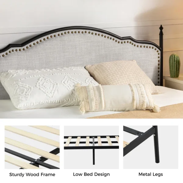 Alaja Upholstered Platform Metal Four Poster Bed - Image 6