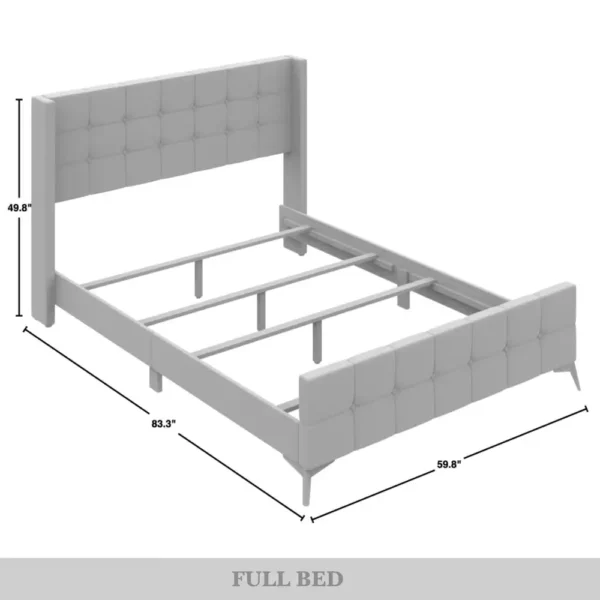 CraftPorch Luxurious Square Button-Tufted Wingback Velvet Upholstered Bed - Image 6