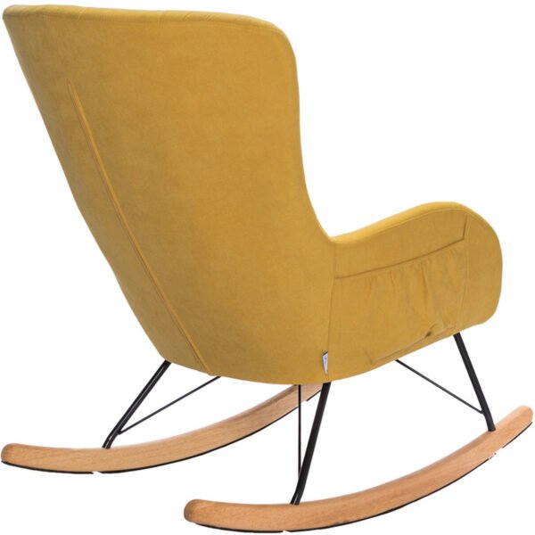 Thick Padded Seat Linen Armchair for Nursery Leisure Relax - Yellow - Image 6
