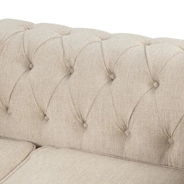 Morden Fort Chesterfield Sofa Living Room Furniture Couches Linen - Beige - Image 6