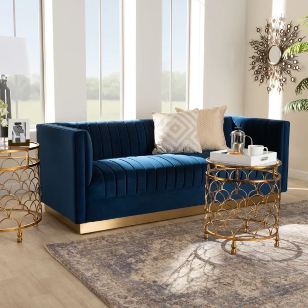 Aveline Glam and Luxe Upholstered Sofa - Blue