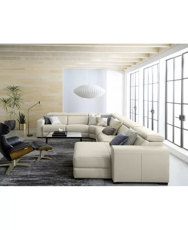 Leather Sectional Sofa with Chaise, 2 Power Recliners and Articulating Headrests - Image 7