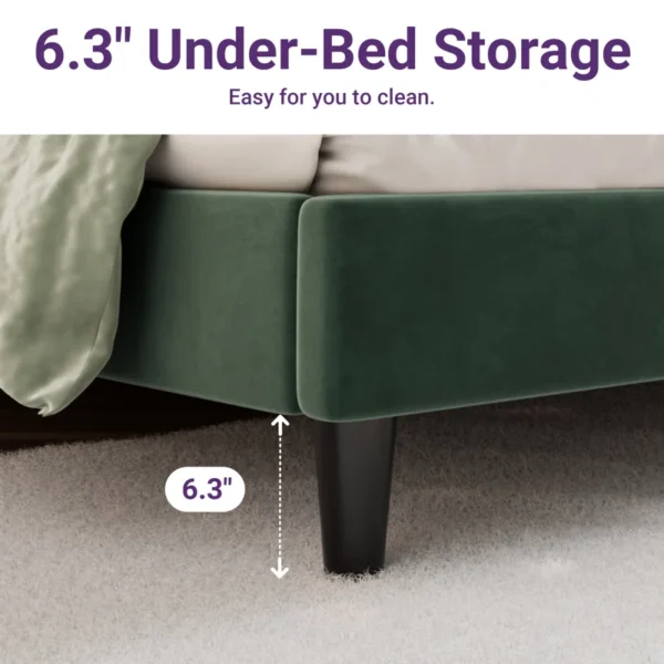 Stauton Upholstered Platform Bed with Velvet and Striped Headboard - Image 7