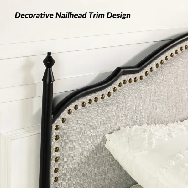 Alaja Upholstered Platform Metal Four Poster Bed - Image 7