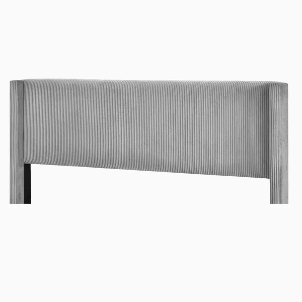 Queen Size Corduroy Upholstered Platform Bed with Metal Legs - Grey - Image 5