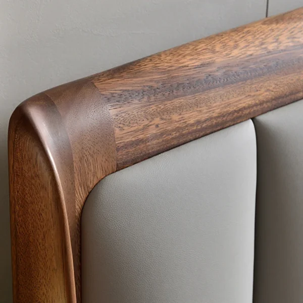 Upholstered Headboard Standard Bed Walnut Bed Frame with Legs - Image 7
