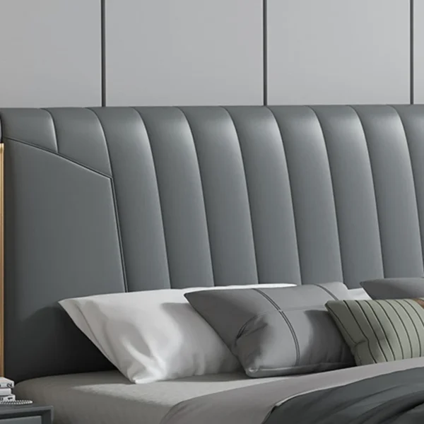 Modern Panel Bed Foam Gray Standard Bed with Upholstered Headboard - Image 9