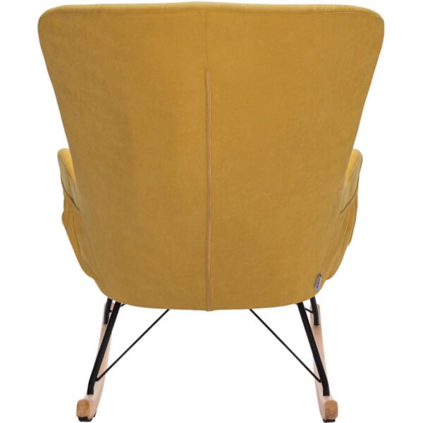 Thick Padded Seat Linen Armchair for Nursery Leisure Relax - Yellow - Image 7