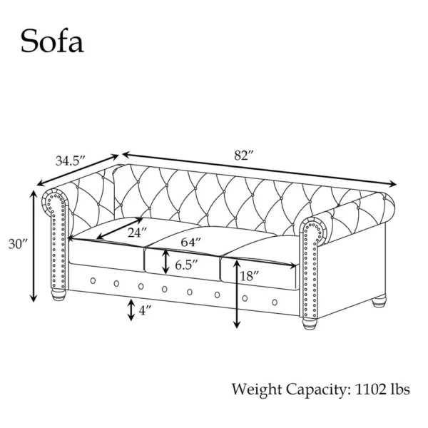 Morden Fort Linen Chesterfield Sofa with Button Tufted, Nailhead and Solid Wood Legs for Living Room - Beige - Image 7