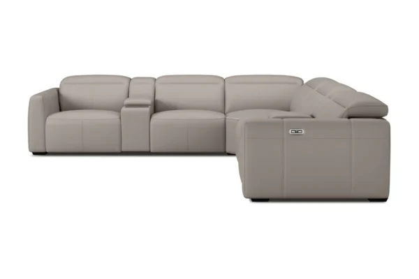 Carmen Leather L-Shape Dual Recliner with Console Sofa - Image 9
