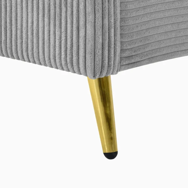 Queen Size Corduroy Upholstered Platform Bed with Metal Legs - Grey - Image 6