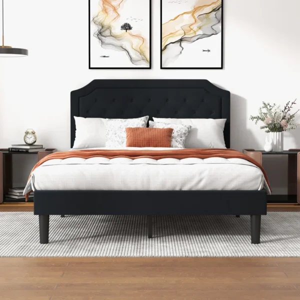 Onua Upholstered Platform Bed With Tufted Headboard and Wooden Frame - Image 7