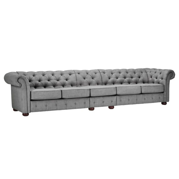 Knightsbridge Light-grey Extra Long Chesterfield Sofa Artisan - 4 Seat Sofa - Grey Velvet - Image 8
