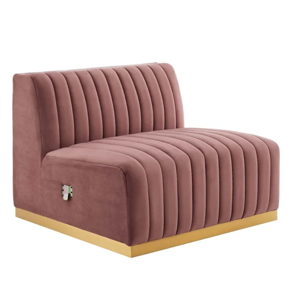 Conjure Channel Tufted Performance Velvet 4-Piece Sectional - Gold Dusty Rose - Image 8