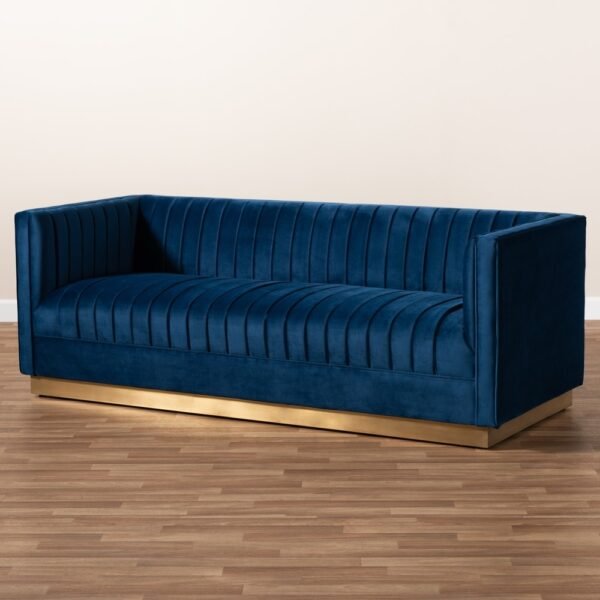 Aveline Glam and Luxe Upholstered Sofa - Blue - Image 9