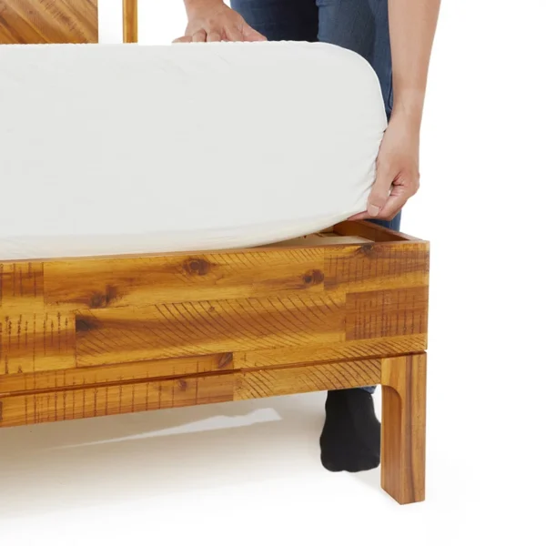 Vivian Solid Wood Platform Bed with Headboard, Rustic Bed Frame - Image 9